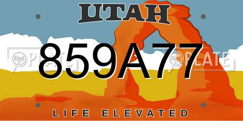 859A77 Utah License Plate