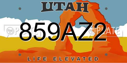 859AZ2 Utah License Plate