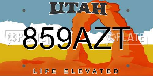 859AZT Utah License Plate