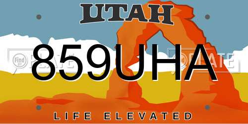 859UHA Utah License Plate