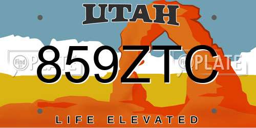 859ZTC Utah License Plate