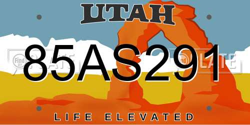 85AS291 Utah License Plate