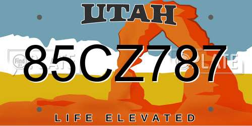 85CZ787 Utah License Plate