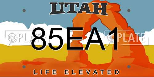 85EA1 Utah License Plate