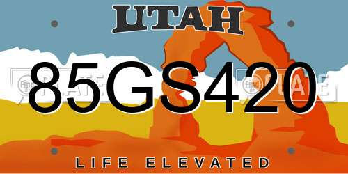 85GS420 Utah License Plate