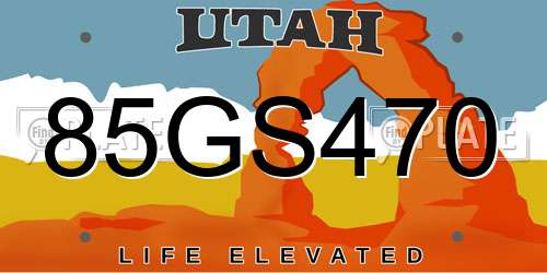 85GS470 Utah License Plate