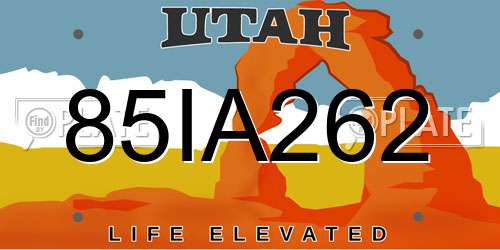 85IA262 Utah License Plate