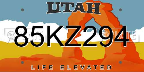 85KZ294 Utah License Plate