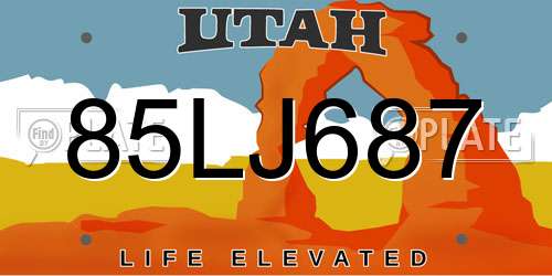 85LJ687 Utah License Plate