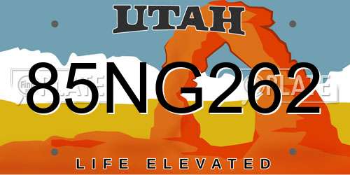 85NG262 Utah License Plate