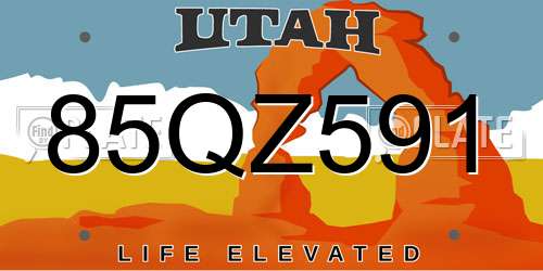 85QZ591 Utah License Plate