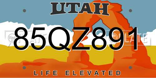 85QZ891 Utah License Plate