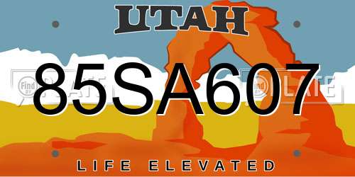 85SA607 Utah License Plate