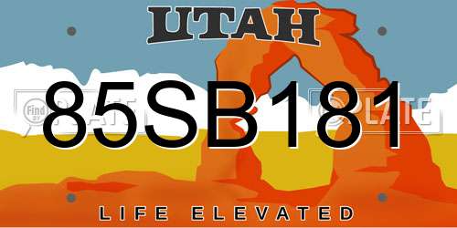85SB181 Utah License Plate
