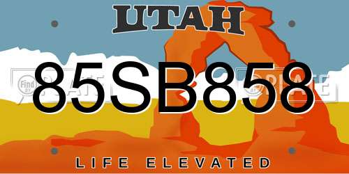 85SB858 Utah License Plate