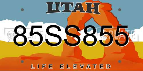 85SS855 Utah License Plate