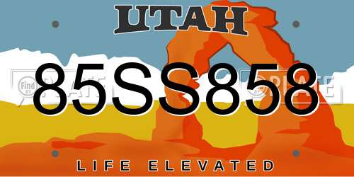 85SS858 Utah License Plate
