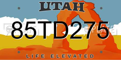 85TD275 Utah License Plate