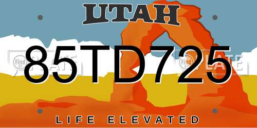85TD725 Utah License Plate