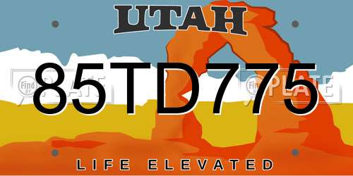 85TD775 Utah License Plate