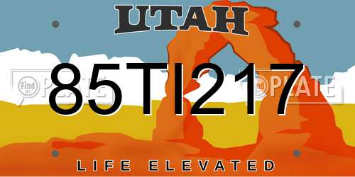 85TI217 Utah License Plate
