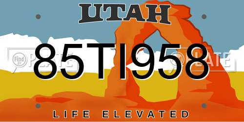 85TI958 Utah License Plate