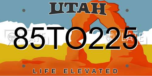 85TO225 Utah License Plate