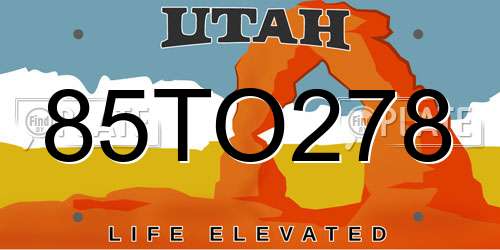 85TO278 Utah License Plate
