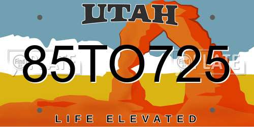 85TO725 Utah License Plate