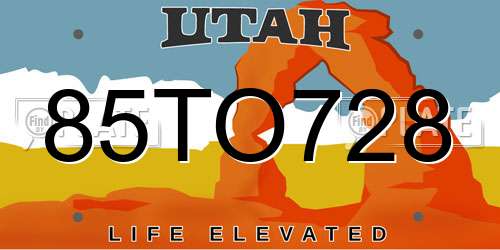 85TO728 Utah License Plate