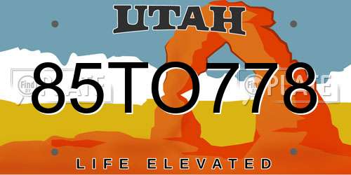 85TO778 Utah License Plate