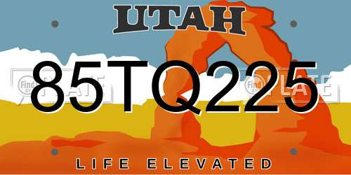 85TQ225 Utah License Plate