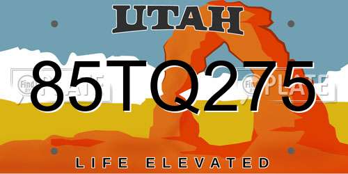 85TQ275 Utah License Plate