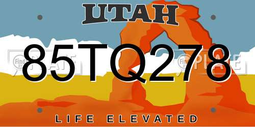85TQ278 Utah License Plate
