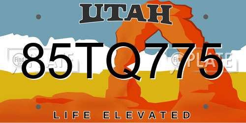 85TQ775 Utah License Plate
