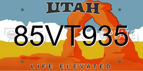 85VT935 Utah License Plate