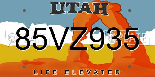 85VZ935 Utah License Plate