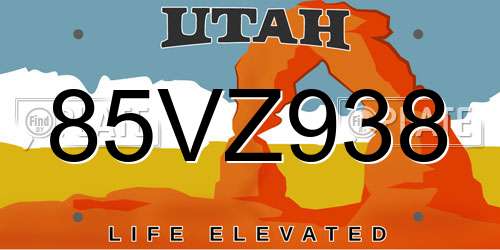 85VZ938 Utah License Plate