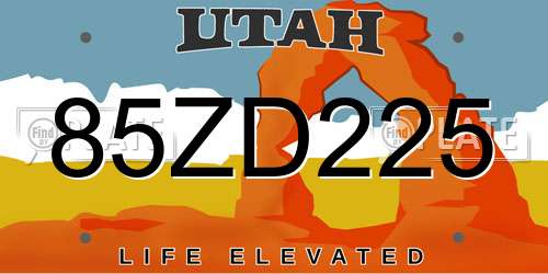 85ZD225 Utah License Plate