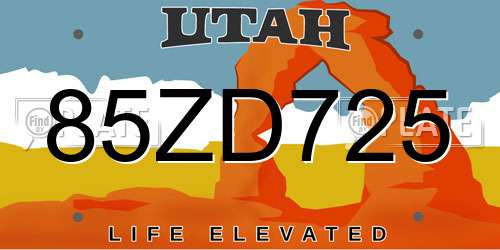 85ZD725 Utah License Plate