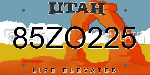 85ZO225 Utah License Plate