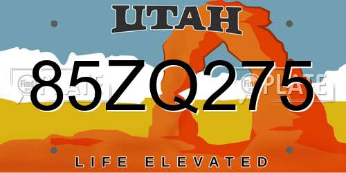 85ZQ275 Utah License Plate
