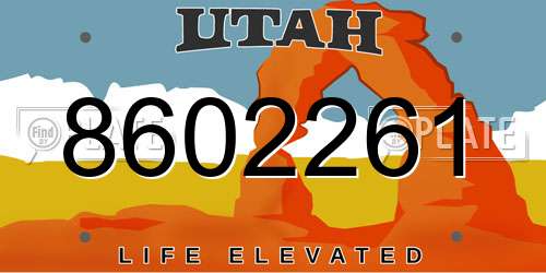 8602261 Utah License Plate