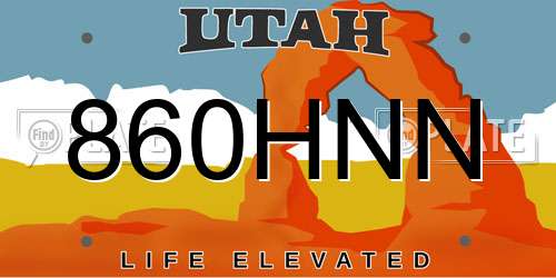 860HNN Utah License Plate