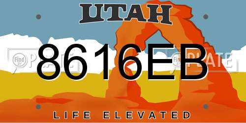 8616EB Utah License Plate