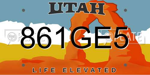 861GE5 Utah License Plate
