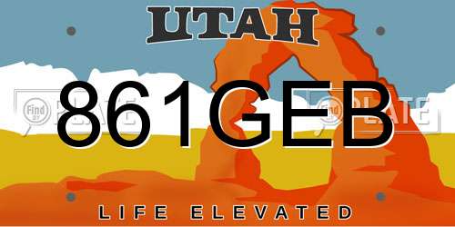 861GEB Utah License Plate
