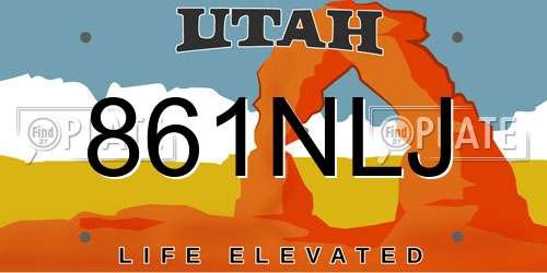 861NLJ Utah License Plate