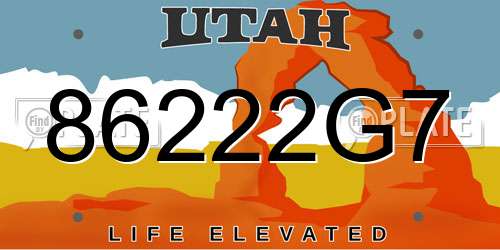 86222G7 Utah License Plate