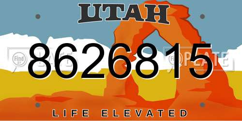 8626815 Utah License Plate